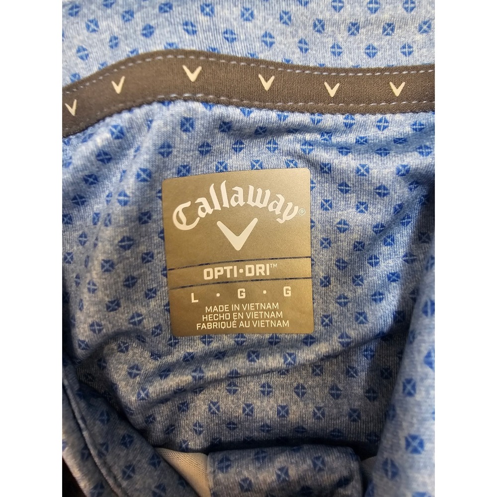 Callaway Mens Performance Stretch Polo‎ Shirt Blue Geometric Opti-Dri CGKSF0M2 L - Picture 5 of 8